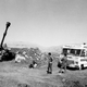 A Mitzvah Tank pulling a Sukkah arrives to help Israeli soldiers in Southern Lebanon celebrate Sukkot in 1983.